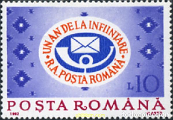 Sellos: 329181 MNH RUMANIA 1992 1 ANIVERSARIO DE LA ADMINISTRACION AUTONOMA DE CORREOS DE RUMANIA