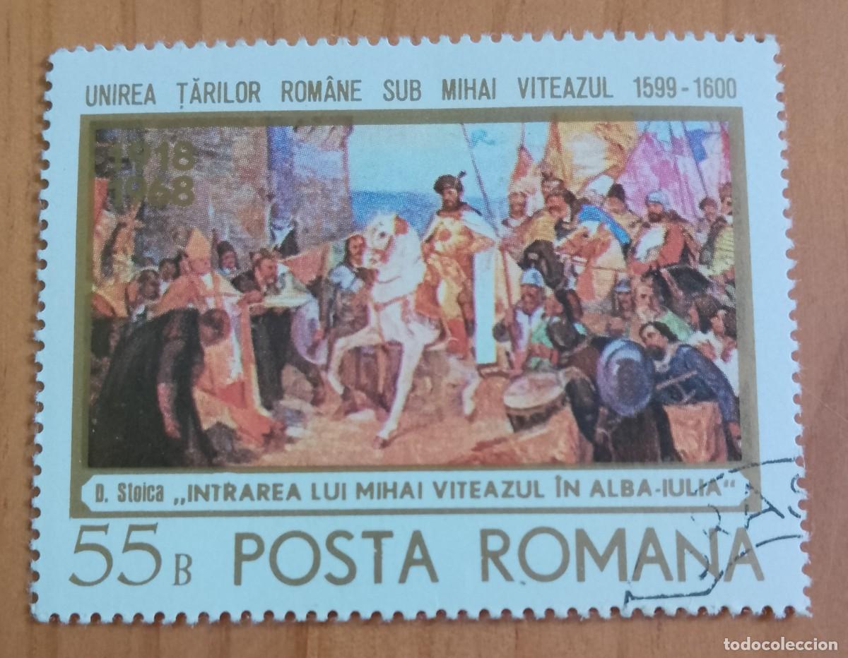 Sellos: RUMANIA - 55 B - LA ENTRADA TRIUNFAL DE MIHAI EN ALBA-IULIA