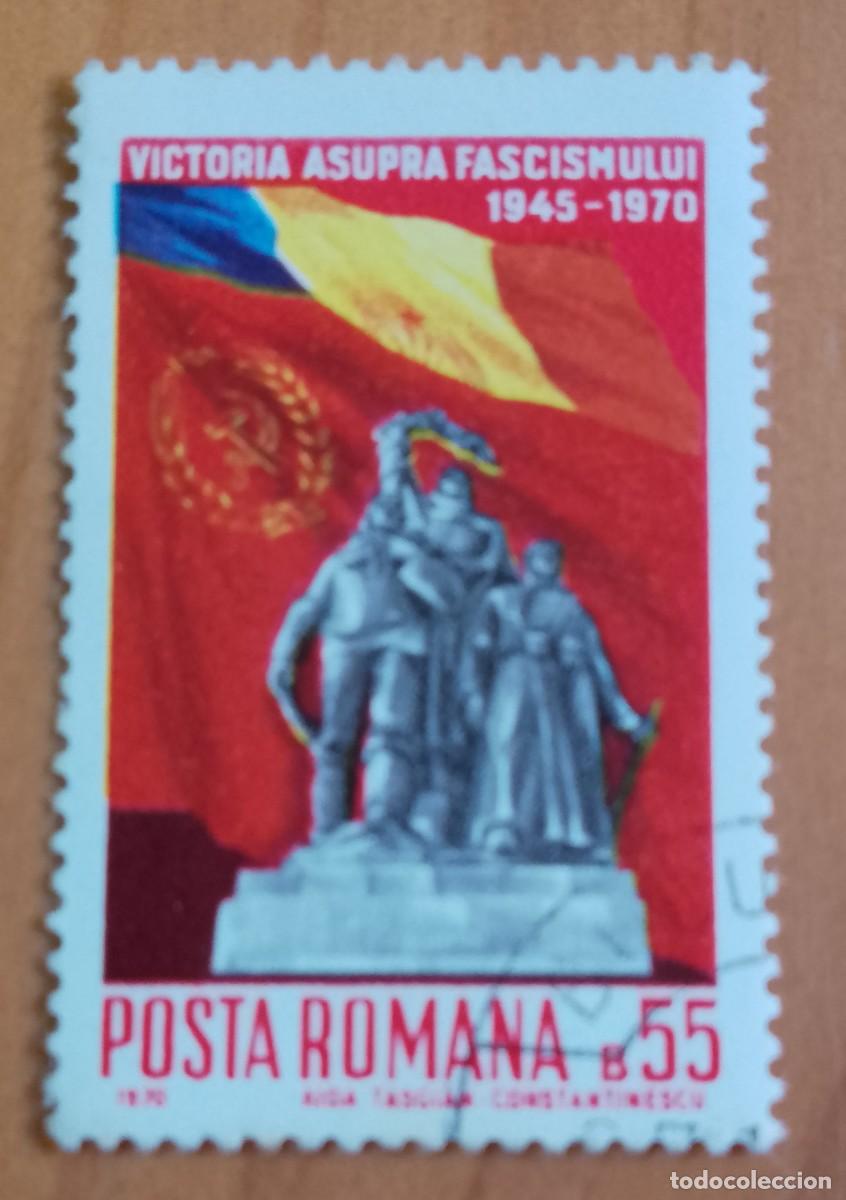 Sellos: RUMANIA - V/F 55 B - A&Ntilde;O 1970 - VICTORIA CONTRA EL FASCISMO, BANDERAS - YV 2535