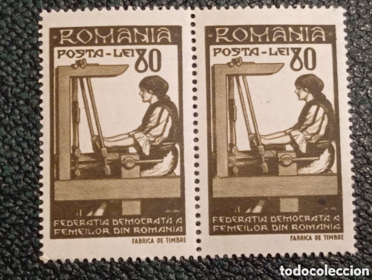 Sellos: Sellos Ruman&iacute;a 1947 Tejedora Federaci&oacute;n de Mujeres 1.80L Scott #652 MNH**