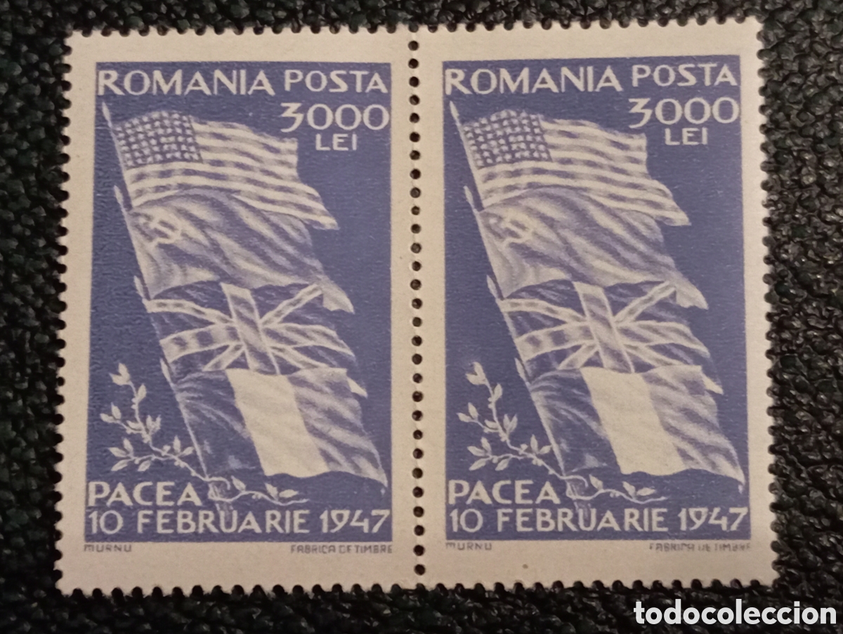 Sellos: Ruman&iacute;a 1947 Conmemoraci&oacute;n de la Paz 3000L Scott #646 MNH