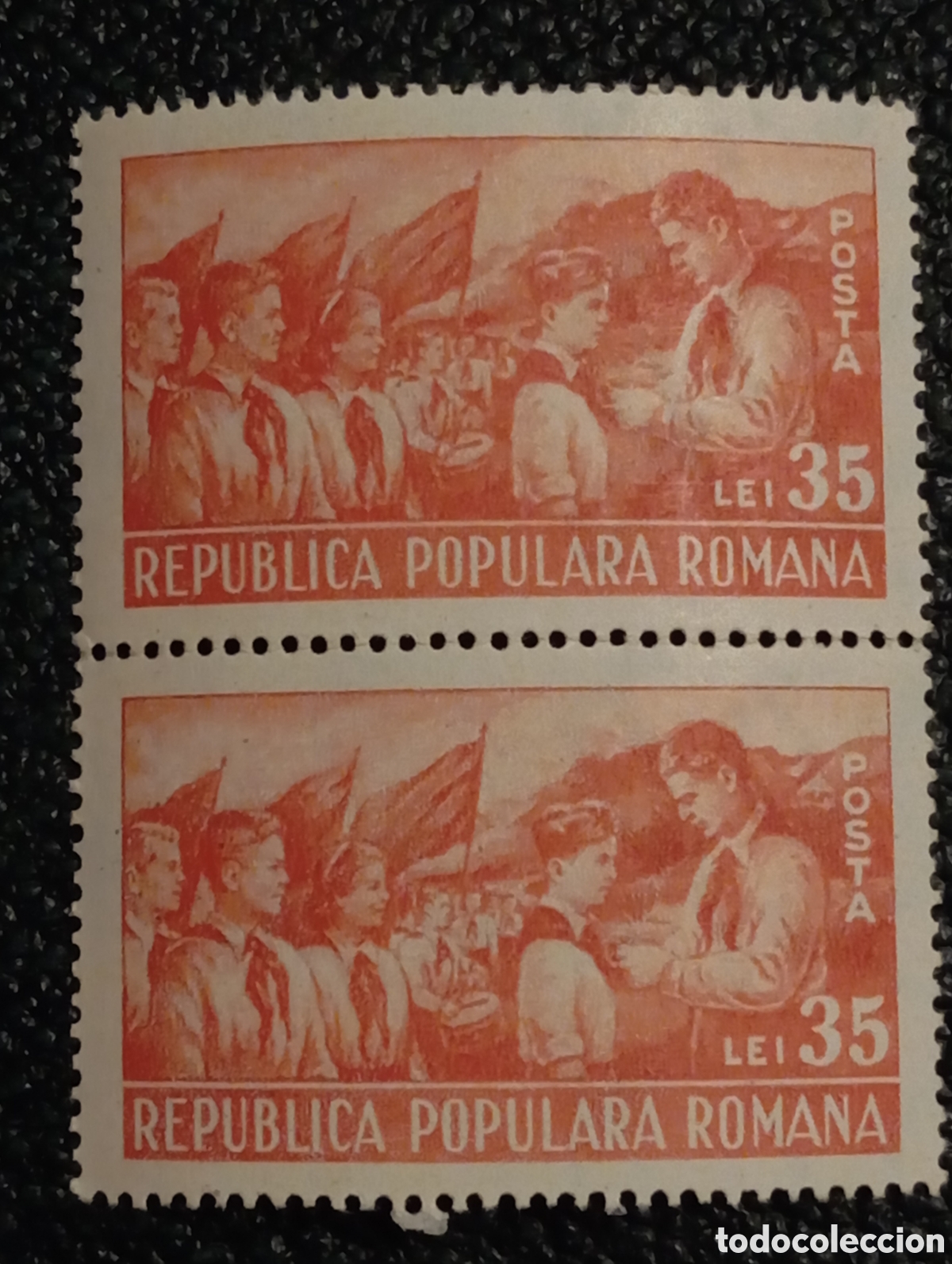 Sellos: Rumania 1951 Par Organizacion de Pioneros Michel 1261 MNH