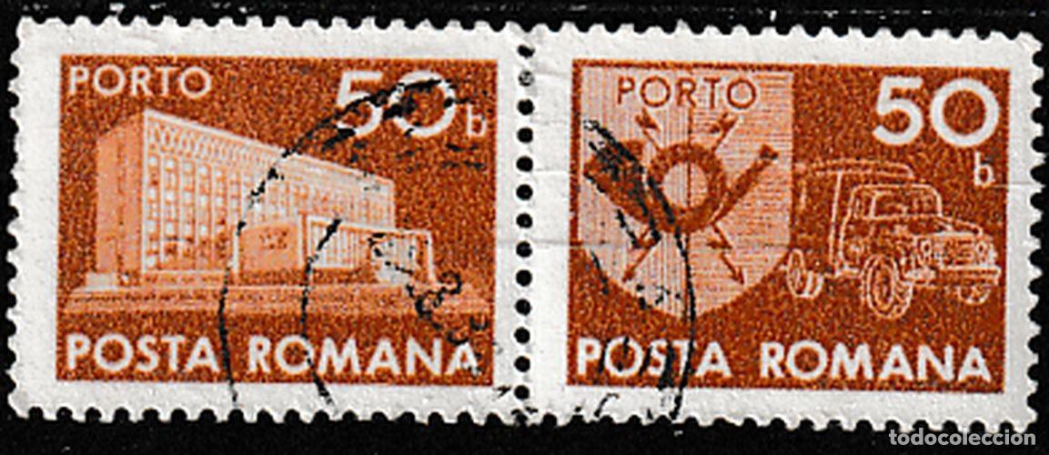 Sellos: Rumania 1974 Scott J137 Sellos * Simbolos de Comunicaciones, Oficina Postal & Post Horn Porto