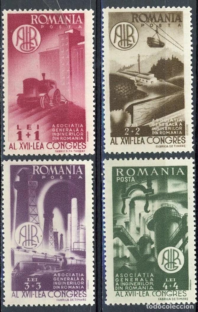 Sellos: Rumania 1947 Ivert 992/5 ** 17&ordm; Congreso de los Ingenieros Rumanos