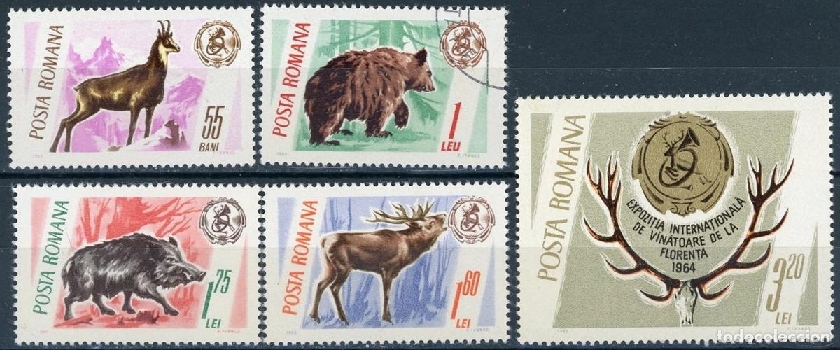 Sellos: Rumania 1965 Ivert 2175/9 ** Fauna - Exposici&oacute;n Internacional de Caza en Bucarest