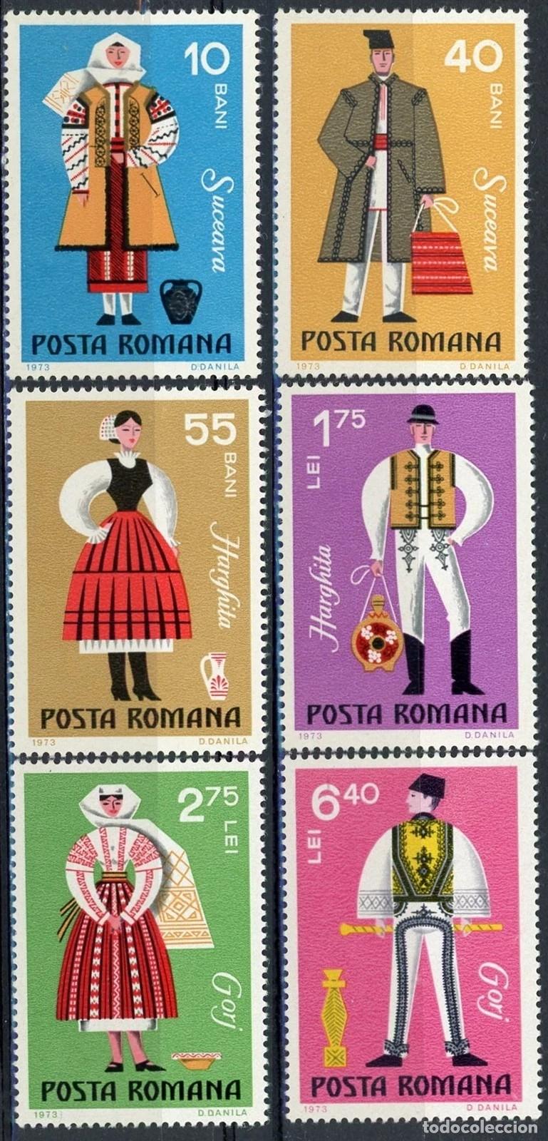 Sellos: Rumania 1973 Ivert 2745/50 *** Trajes Tipicos Regionales - Folklore
