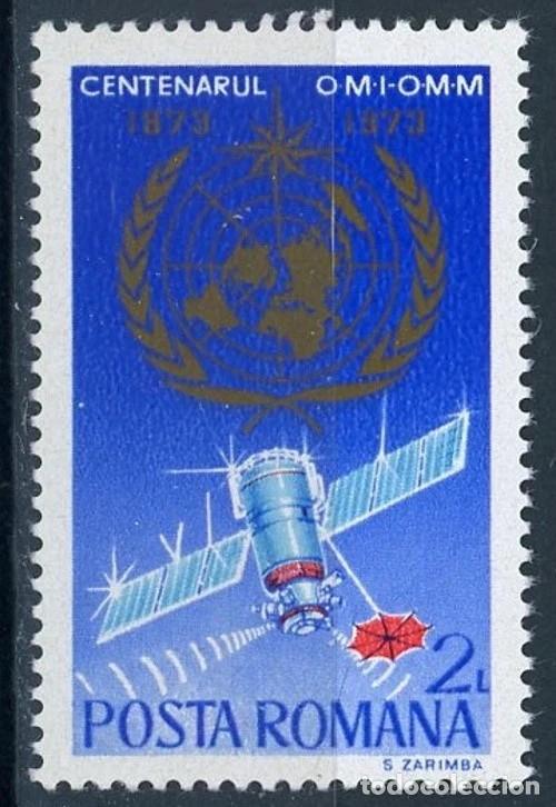 Sellos: Rumania 1973 Ivert 2797 *** Centenario de la Organizaci&oacute;n Meteorologica Mundial