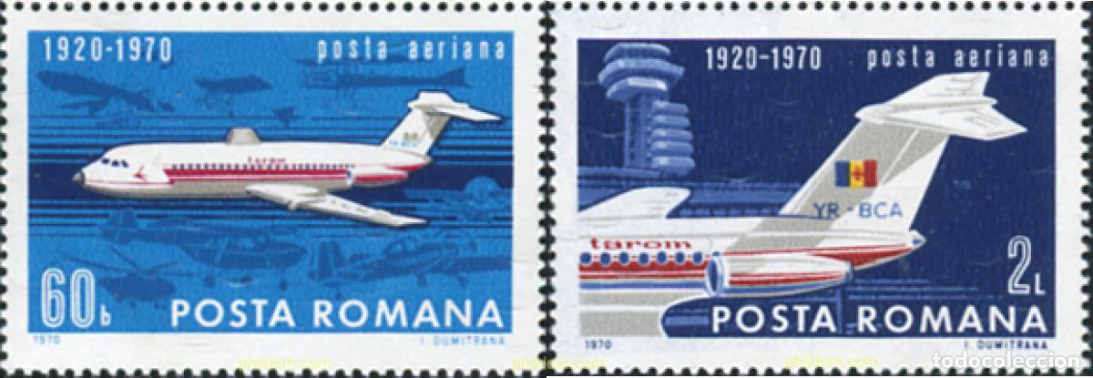 Sellos: 168558 MNH RUMANIA 1970 50 ANIVERSARIO DE LA AVIACION CIVIL