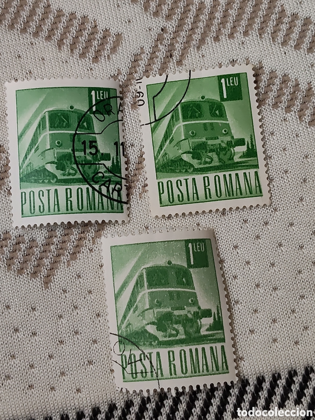 Sellos: 3 sellos de Ruman&iacute;a transporte locomotora 1967/68 usados