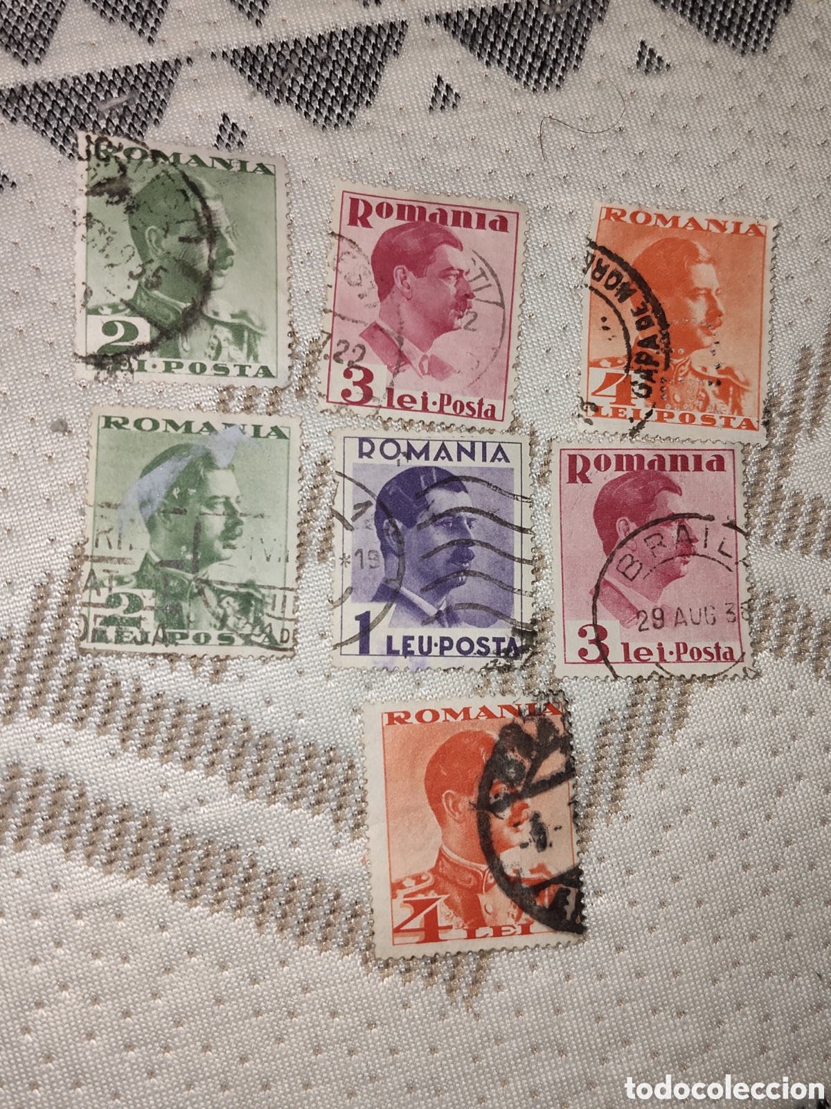 Sellos: 7 sellos de Ruman&iacute;a Rey Carol ll a&ntilde;o 1932-35 usados
