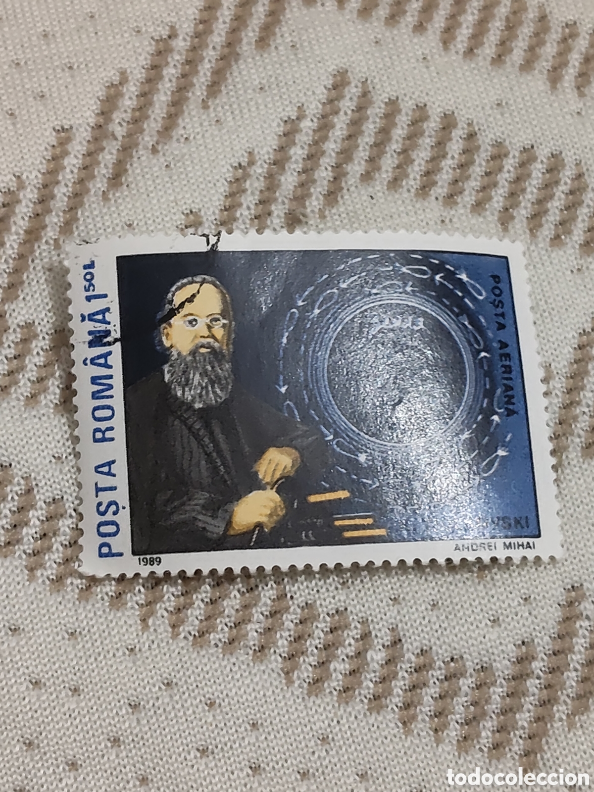Sellos: Sello de Ruman&iacute;a cient&iacute;fico espacial Konstantin Tsiolkovski 1989 usado