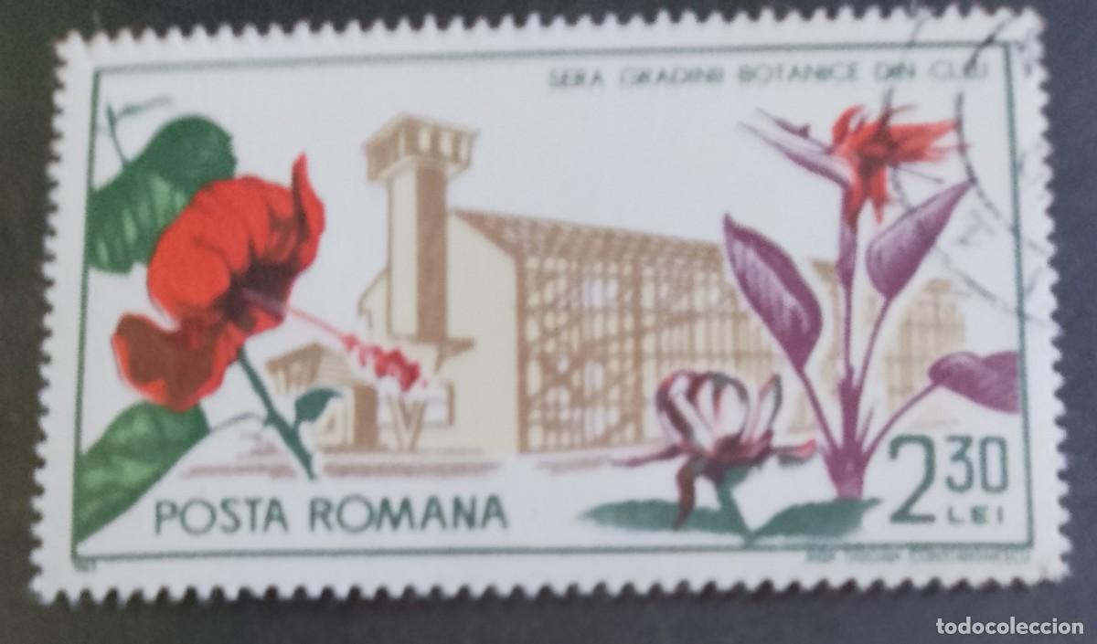 Sellos: RUMANIA - V/F 2,30 LEI - A&Ntilde;O 1965 - FLORA, JARDINES BOT&Aacute;NICOS INVERNADERO DE CLUJ - VER DESCRIPCI&Oacute;N.