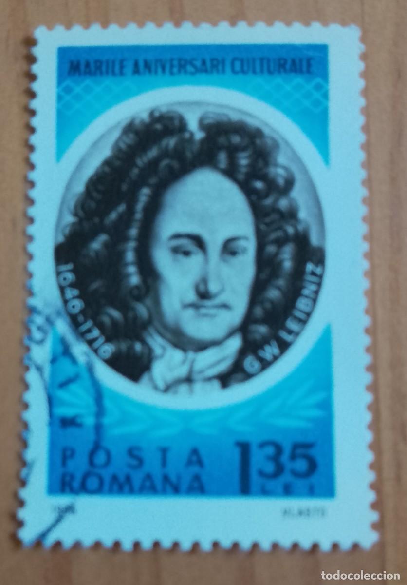 Sellos: RUMANIA - V/F 1,35 LEI - GRANDES ANIVERSARIOS CULTURALES, G. W. LEIBNIZ 1646.1716 - VER DESCRIPCI&Oacute;N