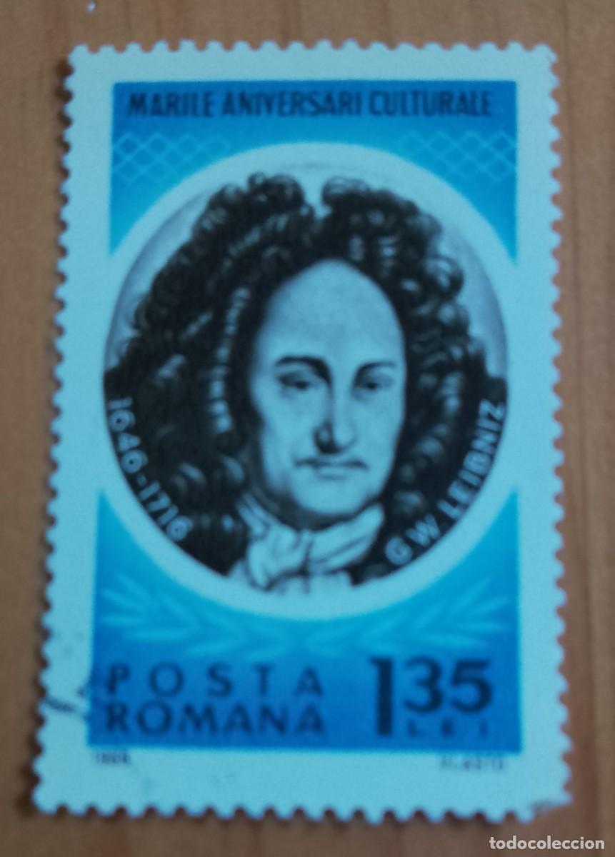 Sellos: RUMANIA - V/F 1,35 LEI - GRANDES ANIVERSARIOS CULTURALES, G. W. LEIBNIZ 1646.1716 - VER DESCRIPCI&Oacute;N