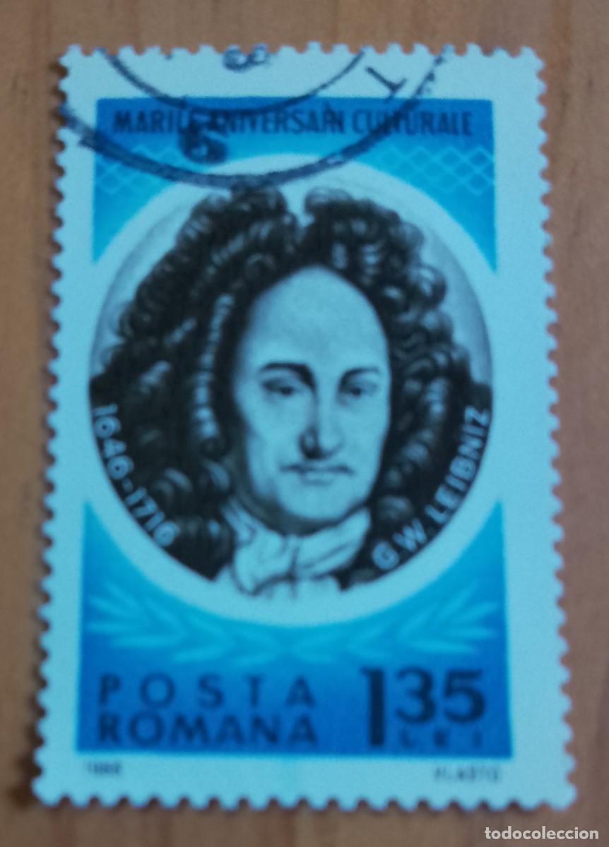 Sellos: RUMANIA - V/F 1,35 LEI - GRANDES ANIVERSARIOS CULTURALES, G. W. LEIBNIZ 1646.1716 - VER DESCRIPCI&Oacute;N