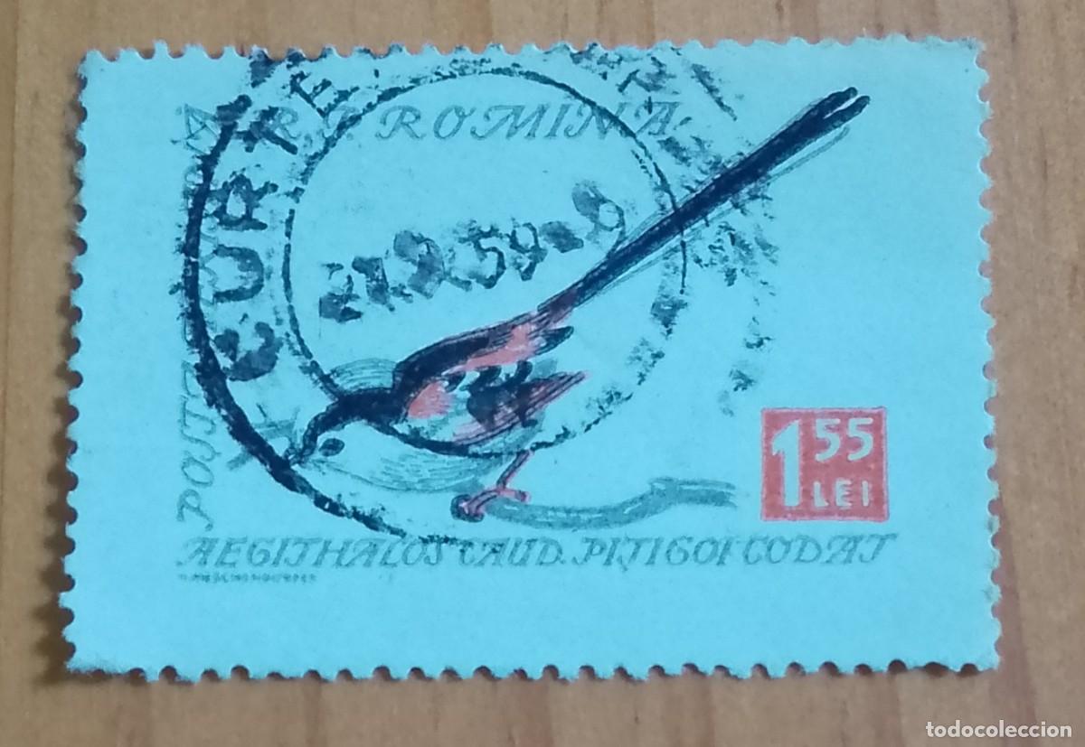 Sellos: RUMANIA - V/F 1,55 LEI - AEGITHALOS - FAUNA, AVE, P&Aacute;JARO DE COLA LARGA