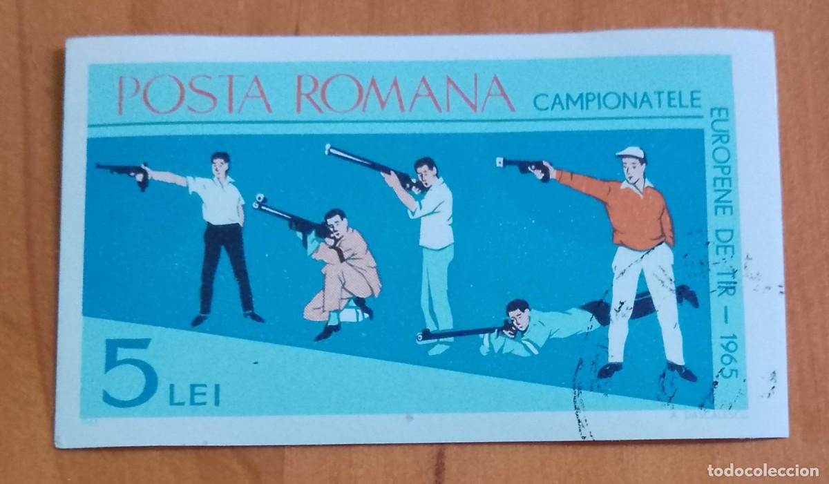 Sellos: RUMANIA - V/F 5 lei - A&Ntilde;O 1965 - CAMPEONATO EUROPEO DE TIRO - VER DESCRIPCI&Oacute;N