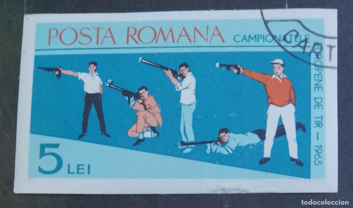 Sellos: RUMANIA - V/F 5 lei - A&Ntilde;O 1965 - CAMPEONATO EUROPEO DE TIRO - VER DESCRIPCI&Oacute;N
