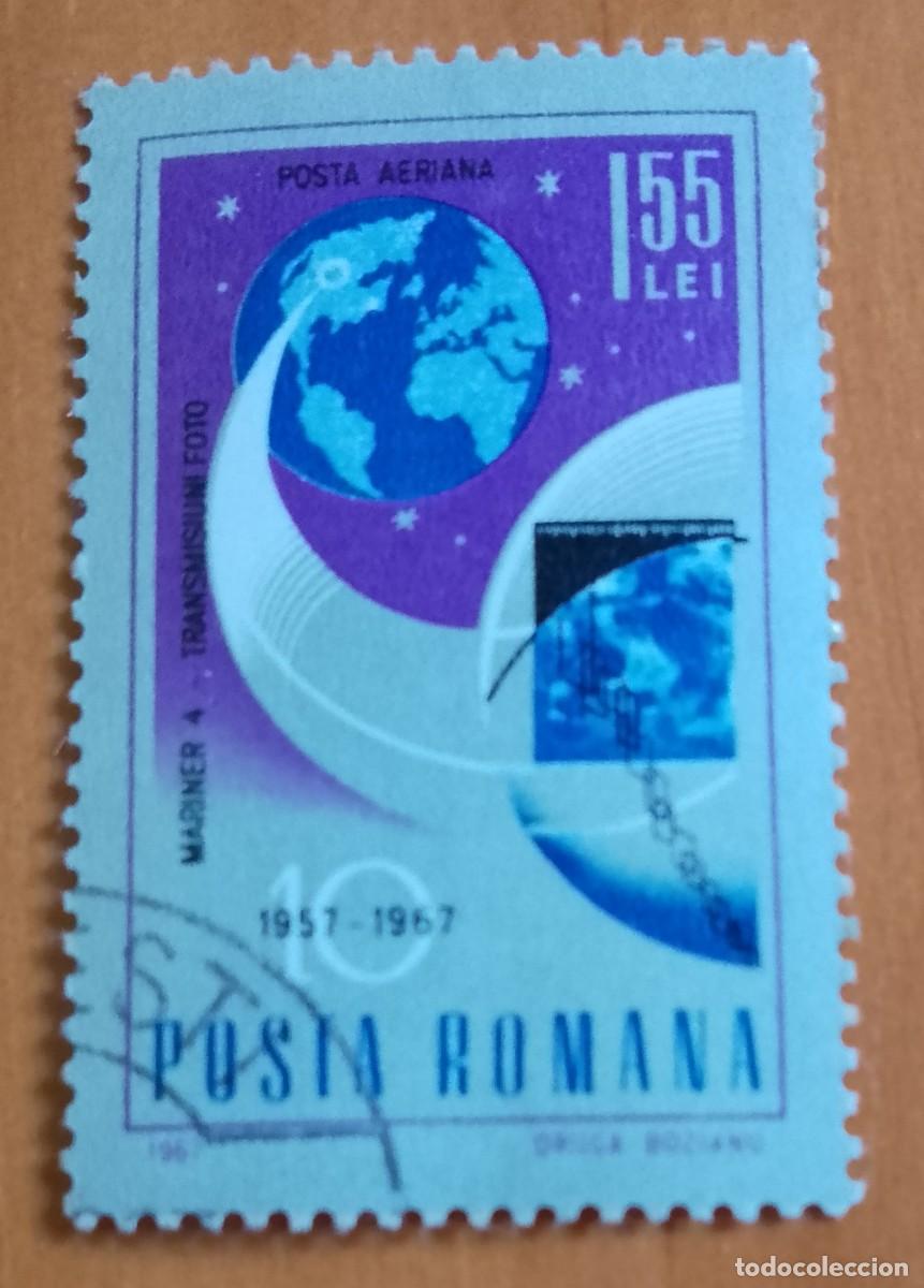 Sellos: RUMANIA - 1,55 LEI - A&Ntilde;O 1967 - 10&ordm; ANIVERSARIO DE CONQUISTAS ESPACIALES, MARINER - VER DESCRIPCI&Oacute;N