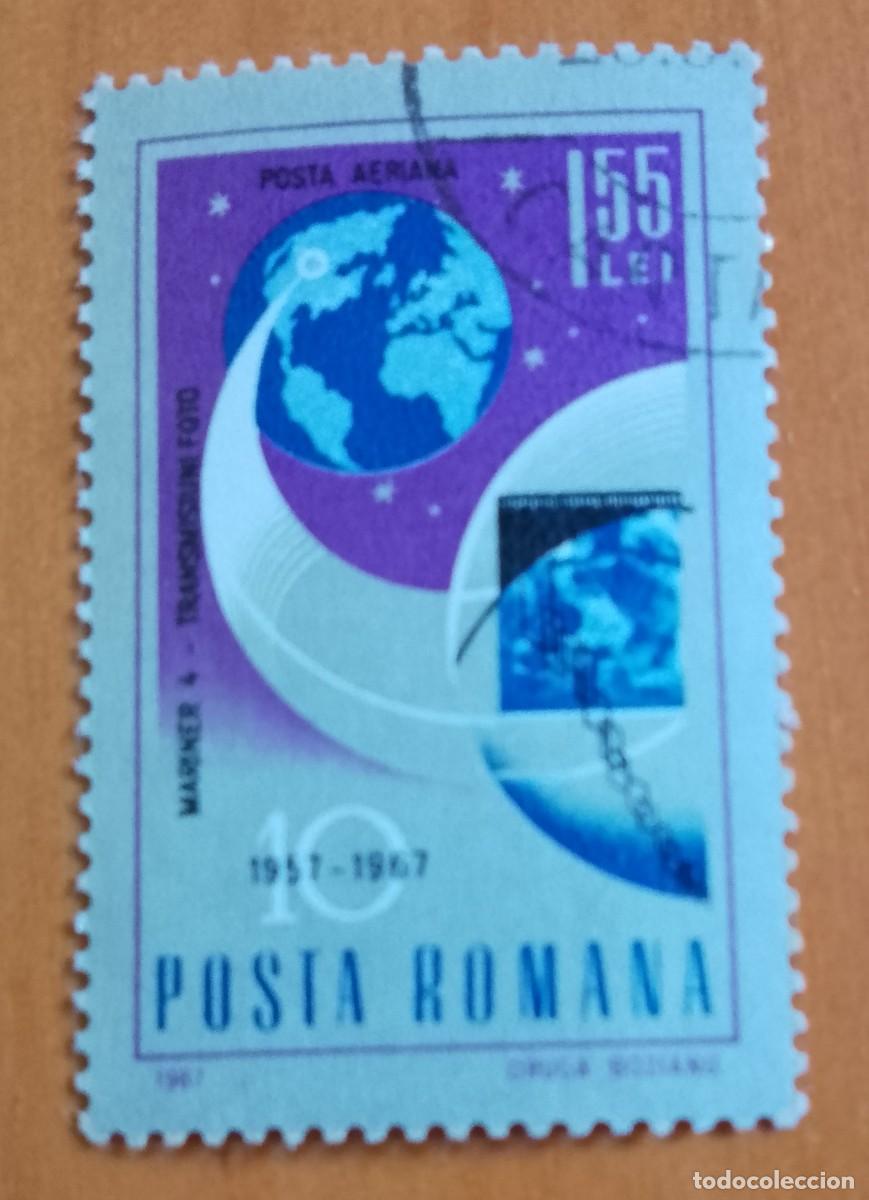 Sellos: RUMANIA - 1,55 LEI - A&Ntilde;O 1967 - 10&ordm; ANIVERSARIO DE CONQUISTAS ESPACIALES, MARINER - VER DESCRIPCI&Oacute;N
