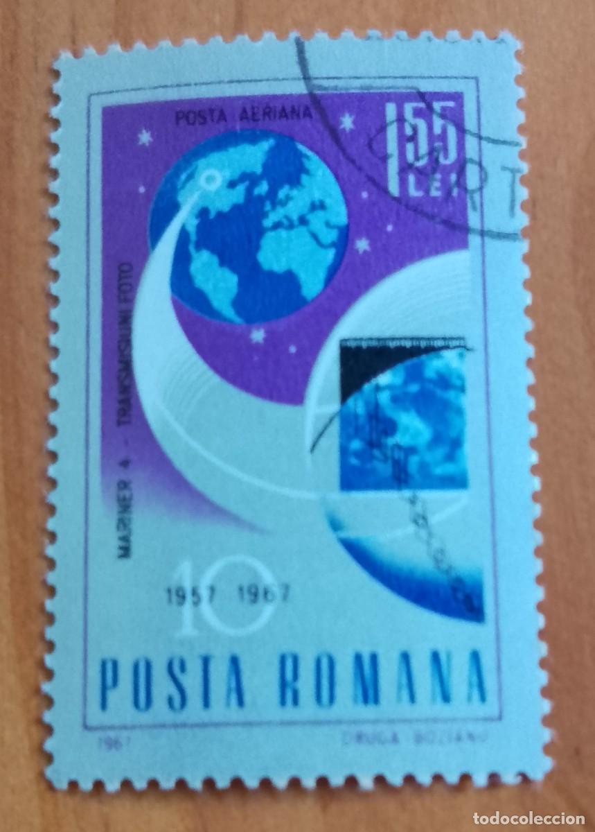 Sellos: RUMANIA - 1,55 LEI - A&Ntilde;O 1967 - 10&ordm; ANIVERSARIO DE CONQUISTAS ESPACIALES, MARINER - VER DESCRIPCI&Oacute;N