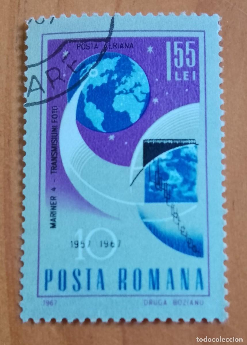 Sellos: RUMANIA - 1,55 LEI - A&Ntilde;O 1967 - 10&ordm; ANIVERSARIO DE CONQUISTAS ESPACIALES, MARINER - VER DESCRIPCI&Oacute;N
