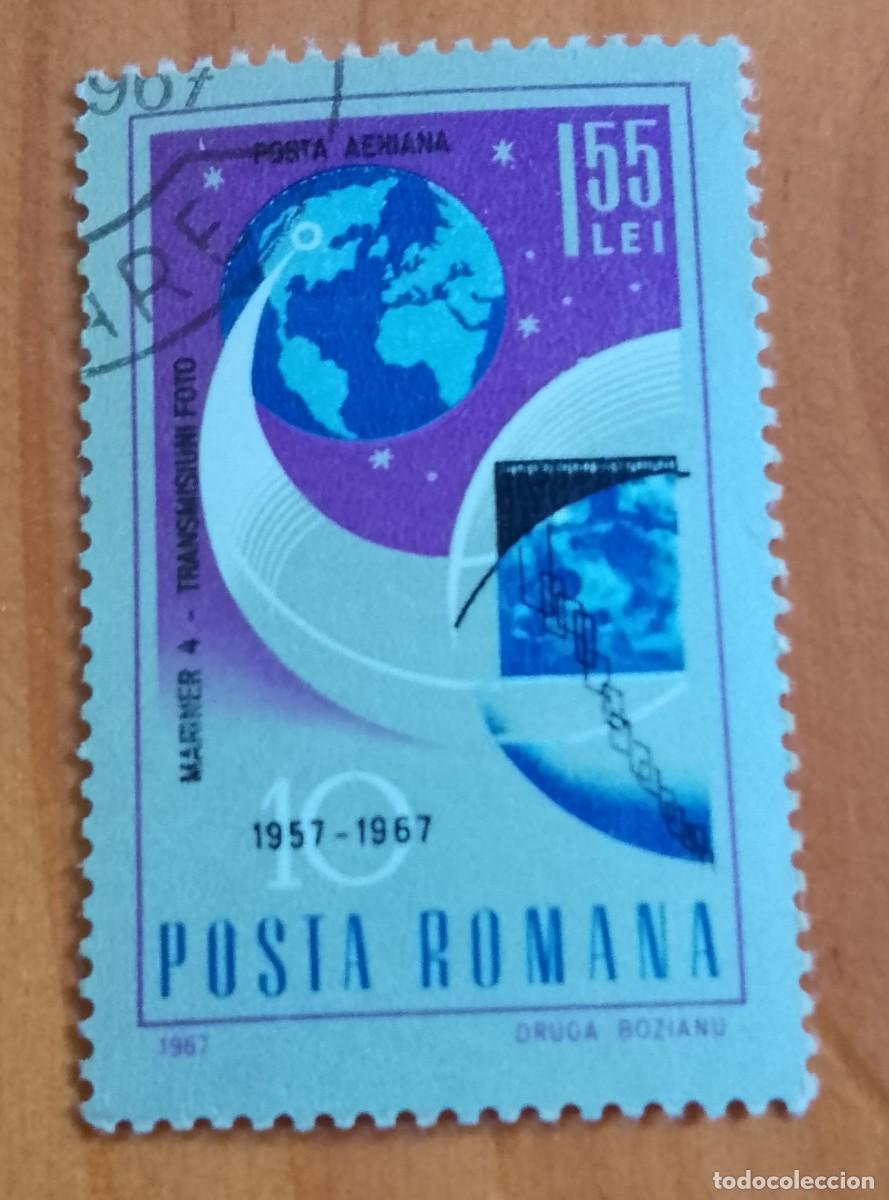 Sellos: RUMANIA - 1,55 LEI - A&Ntilde;O 1967 - 10&ordm; ANIVERSARIO DE CONQUISTAS ESPACIALES, MARINER - VER DESCRIPCI&Oacute;N