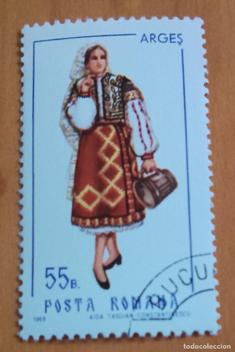 Sellos: RUMANIA - 55 B. - A&Ntilde;O 1969 - TRAJE T&Iacute;PICO DE ARGES - VER DESCRIPCI&Oacute;N