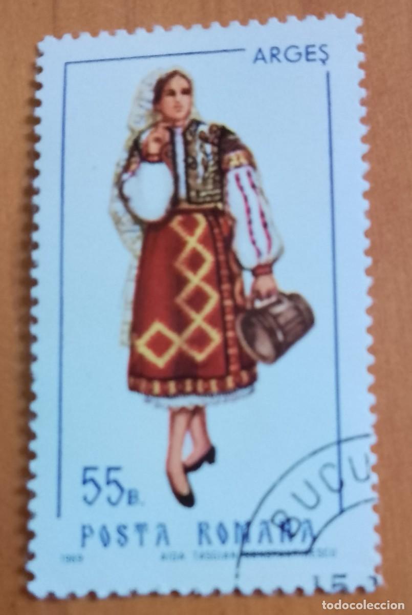 Sellos: RUMANIA - 55 B. - A&Ntilde;O 1969 - TRAJE T&Iacute;PICO DE ARGES - VER DESCRIPCI&Oacute;N