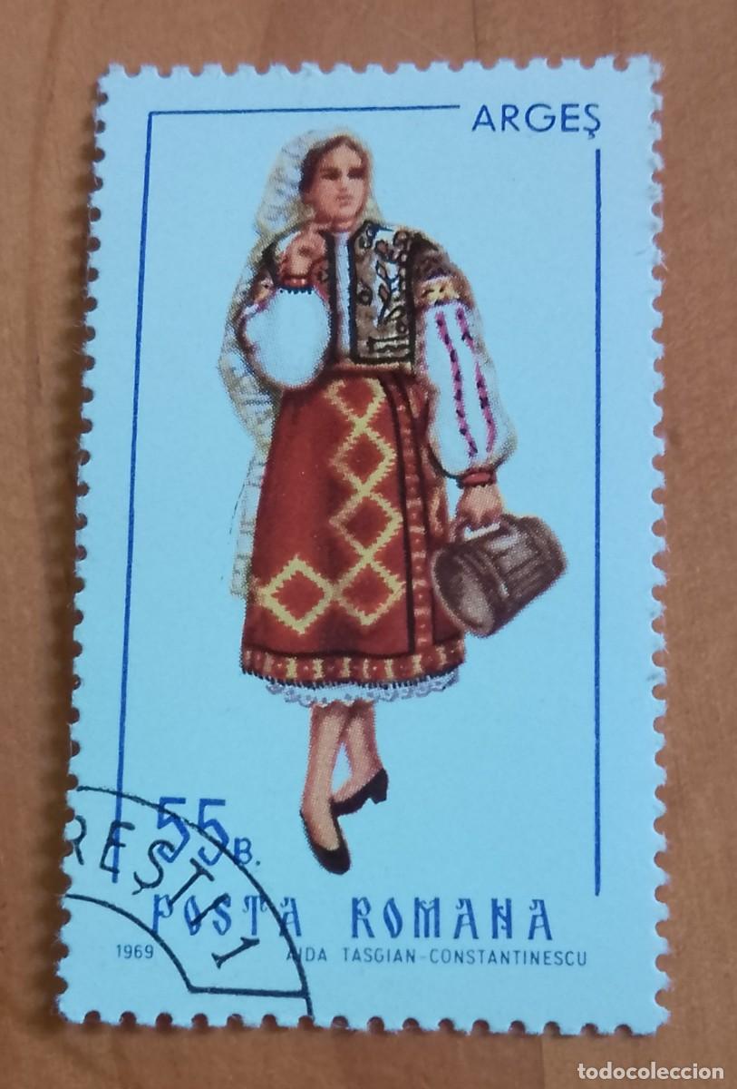 Sellos: RUMANIA - 55 B. - A&Ntilde;O 1969 - TRAJE T&Iacute;PICO DE ARGES - VER DESCRIPCI&Oacute;N