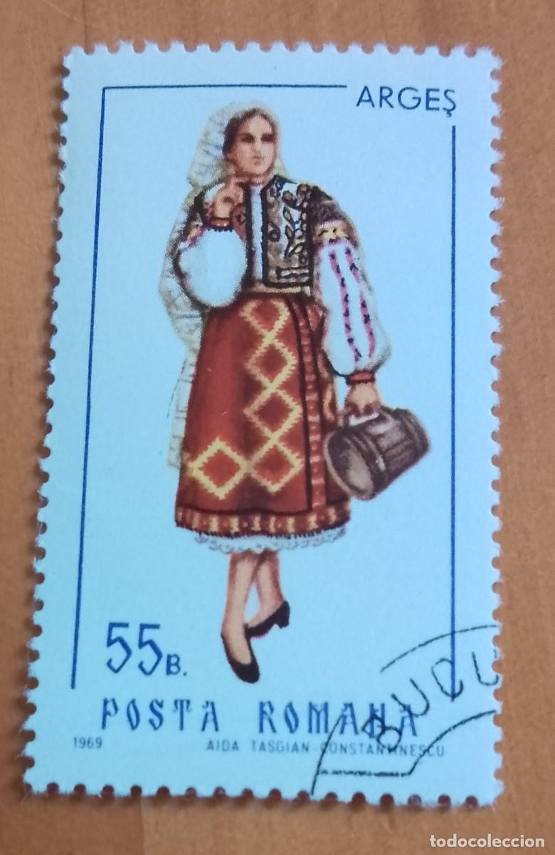 Sellos: RUMANIA - 55 B. - A&Ntilde;O 1969 - TRAJE T&Iacute;PICO DE ARGES - VER DESCRIPCI&Oacute;N