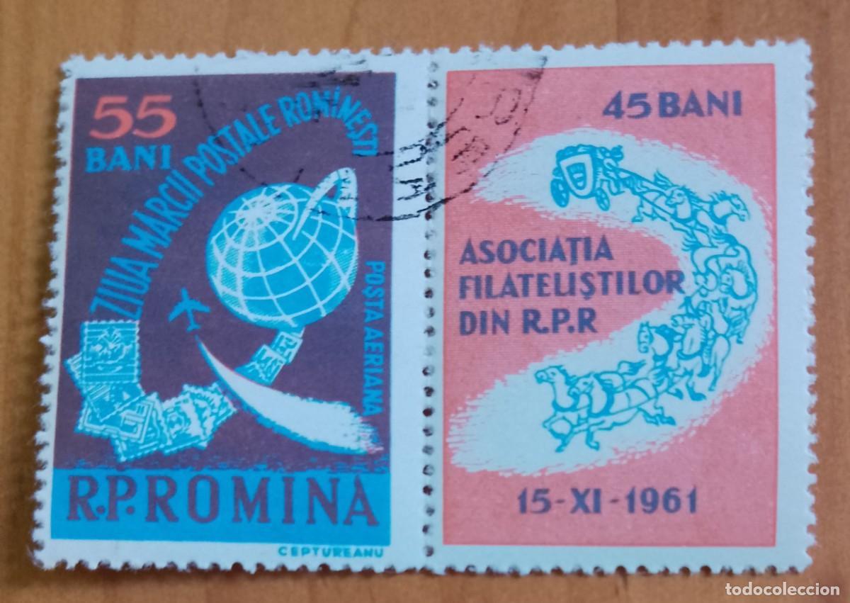 Sellos: RUMANIA - 55 Y 45 BANI - ASOCIACI&Oacute;N DE FILATELISTAS DE LA R.P.R. 15.XI.1961 - VER DESCRIPCI&Oacute;N