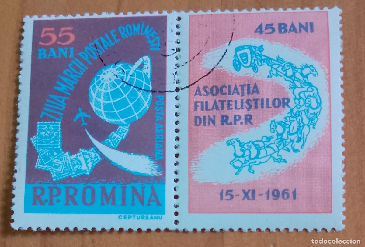 Sellos: RUMANIA - 55 Y 45 BANI - ASOCIACI&Oacute;N DE FILATELISTAS DE LA R.P.R. 15.XI.1961 - VER DESCRIPCI&Oacute;N