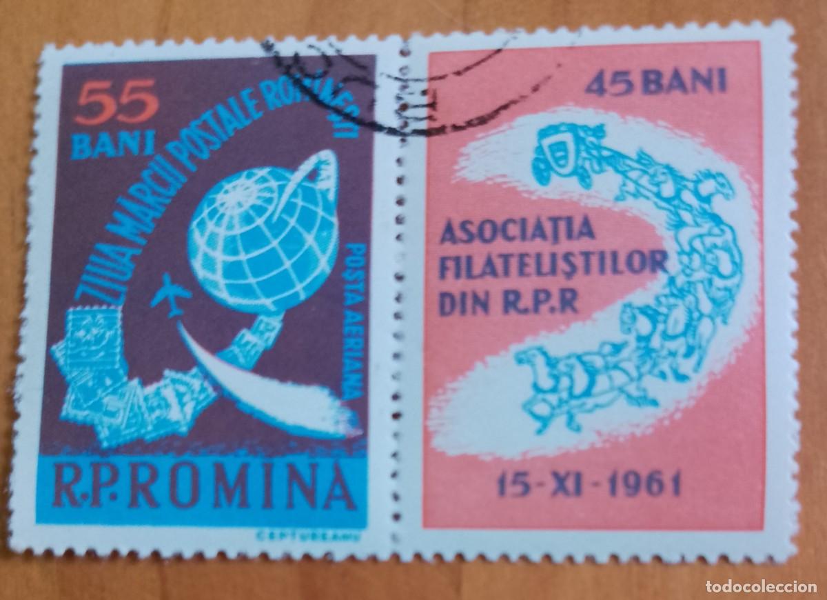 Sellos: RUMANIA - 55 Y 45 BANI - ASOCIACI&Oacute;N DE FILATELISTAS DE LA R.P.R. 15.XI.1961 - VER DESCRIPCI&Oacute;N