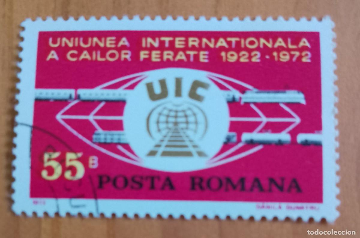 Sellos: RUMANIA - 55 B - 50 A&Ntilde;OS UNI&Oacute;N INTERNACIONAL DE FERROCARRILES 1922.1972 UIC