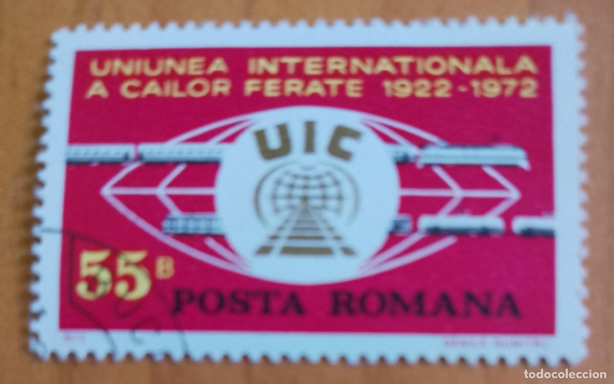 Sellos: RUMANIA - 55 B - 50 A&Ntilde;OS UNI&Oacute;N INTERNACIONAL DE FERROCARRILES 1922.1972 UIC