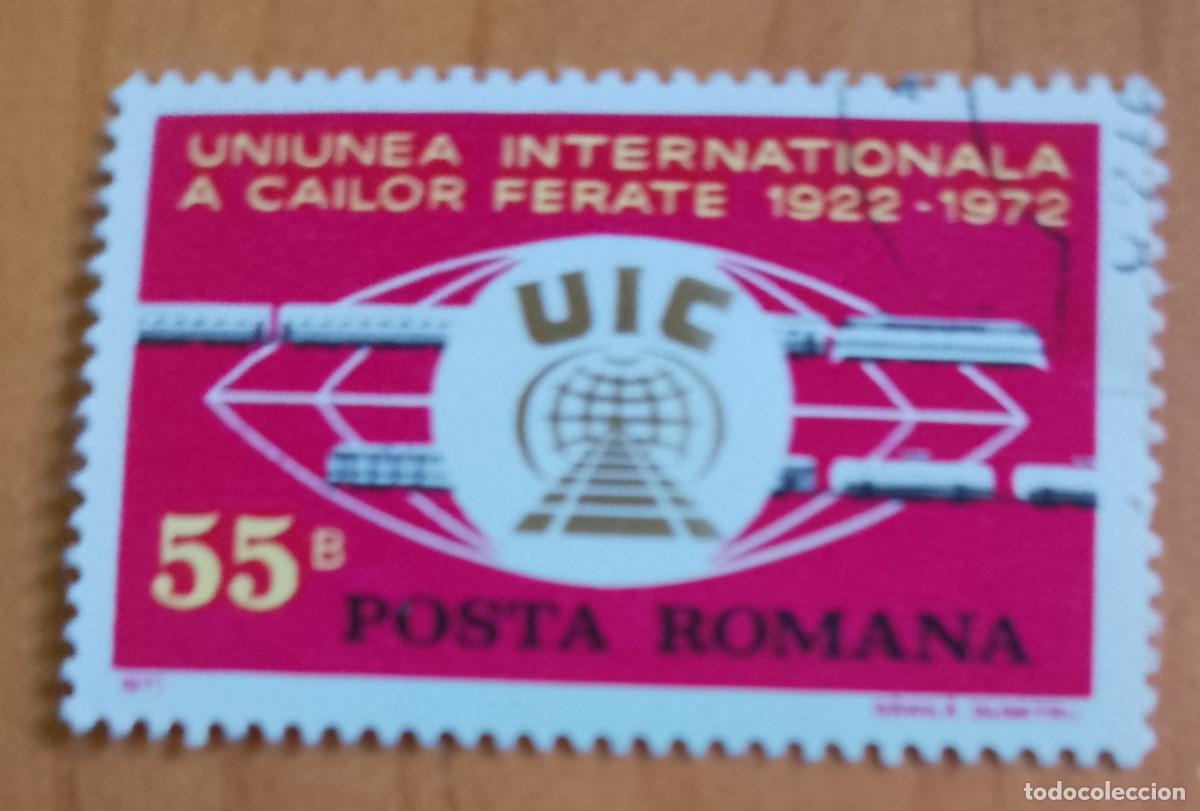 Sellos: RUMANIA - 55 B - 50 A&Ntilde;OS UNI&Oacute;N INTERNACIONAL DE FERROCARRILES 1922.1972 UIC