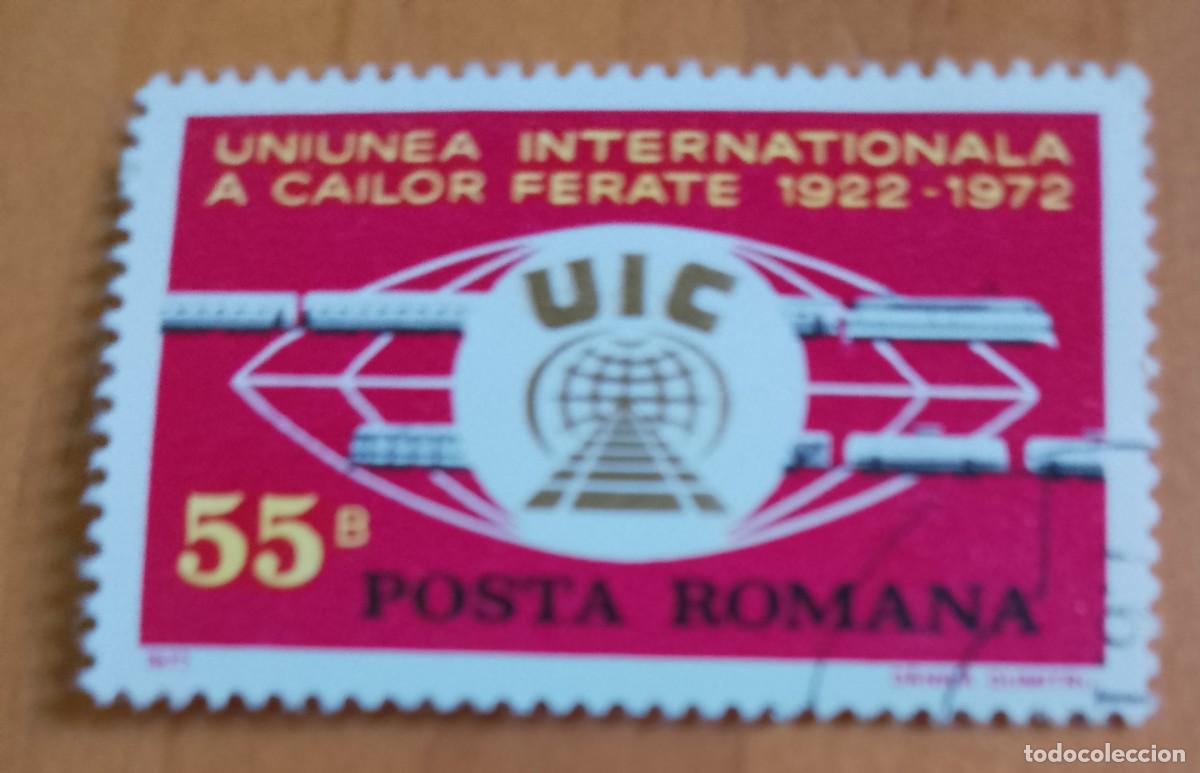 Sellos: RUMANIA - 55 B - 50 A&Ntilde;OS UNI&Oacute;N INTERNACIONAL DE FERROCARRILES 1922.1972 UIC