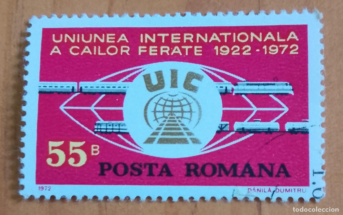 Sellos: RUMANIA - 55 B - 50 A&Ntilde;OS UNI&Oacute;N INTERNACIONAL DE FERROCARRILES 1922.1972 UIC