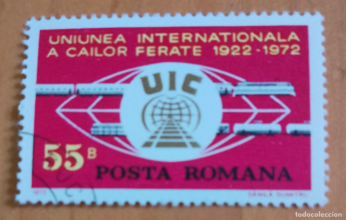 Sellos: RUMANIA - 55 B - 50 A&Ntilde;OS UNI&Oacute;N INTERNACIONAL DE FERROCARRILES 1922.1972 UIC