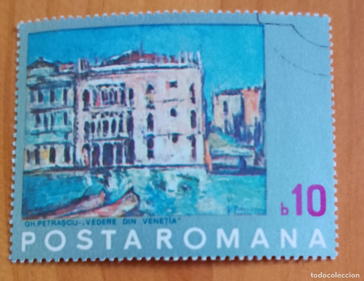 Sellos: RUMANIA - 10 B - A&Ntilde;O 1954 - ARTE, PINTURA, GH. PETRASCU, VISTA DESDE VENECIA - VER DESCRIPCI&Oacute;N.