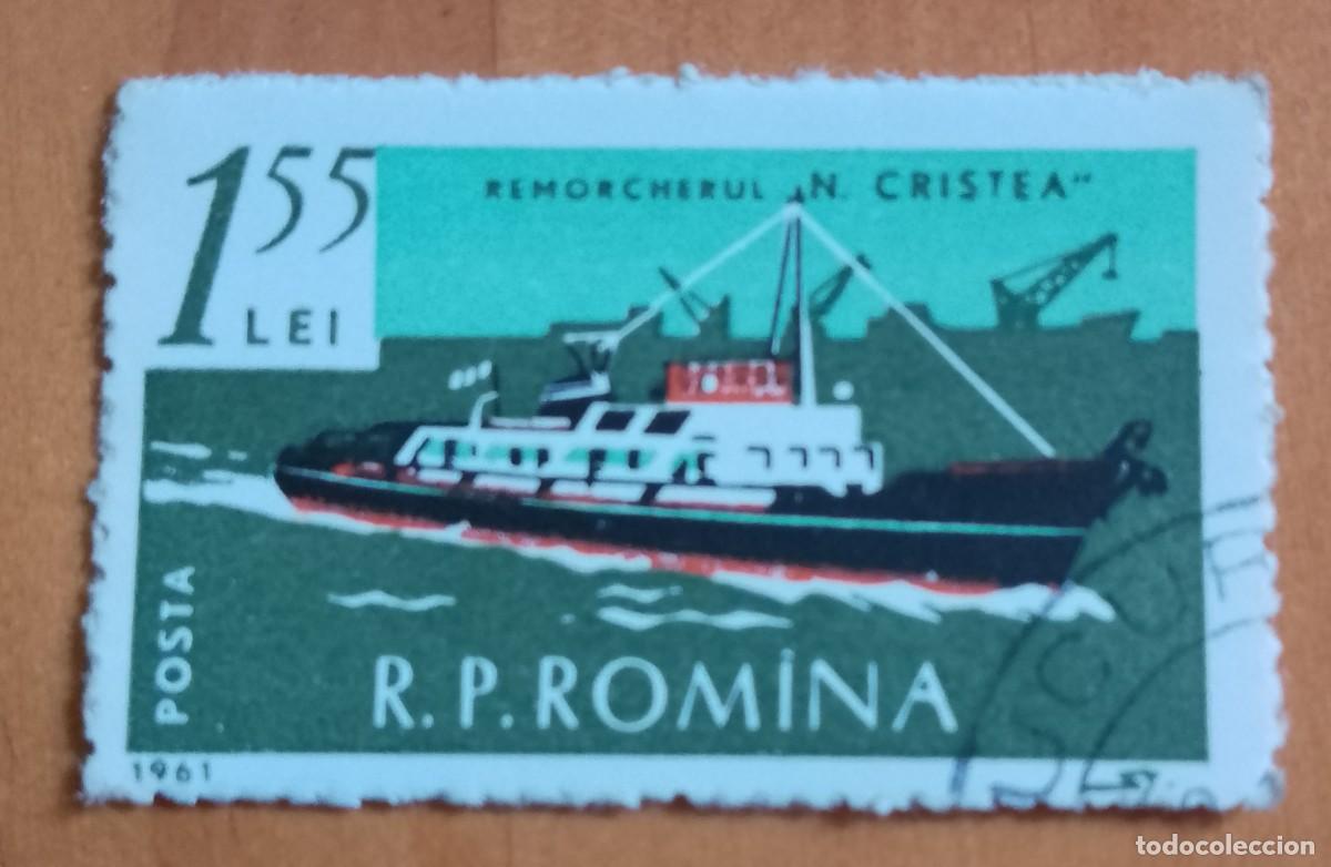 Sellos: RUMANIA - 1,55 LEI - A&Ntilde;O 1961 - REMOLCADOR N. CRISTEA - VER DESCRIPCI&Oacute;N.