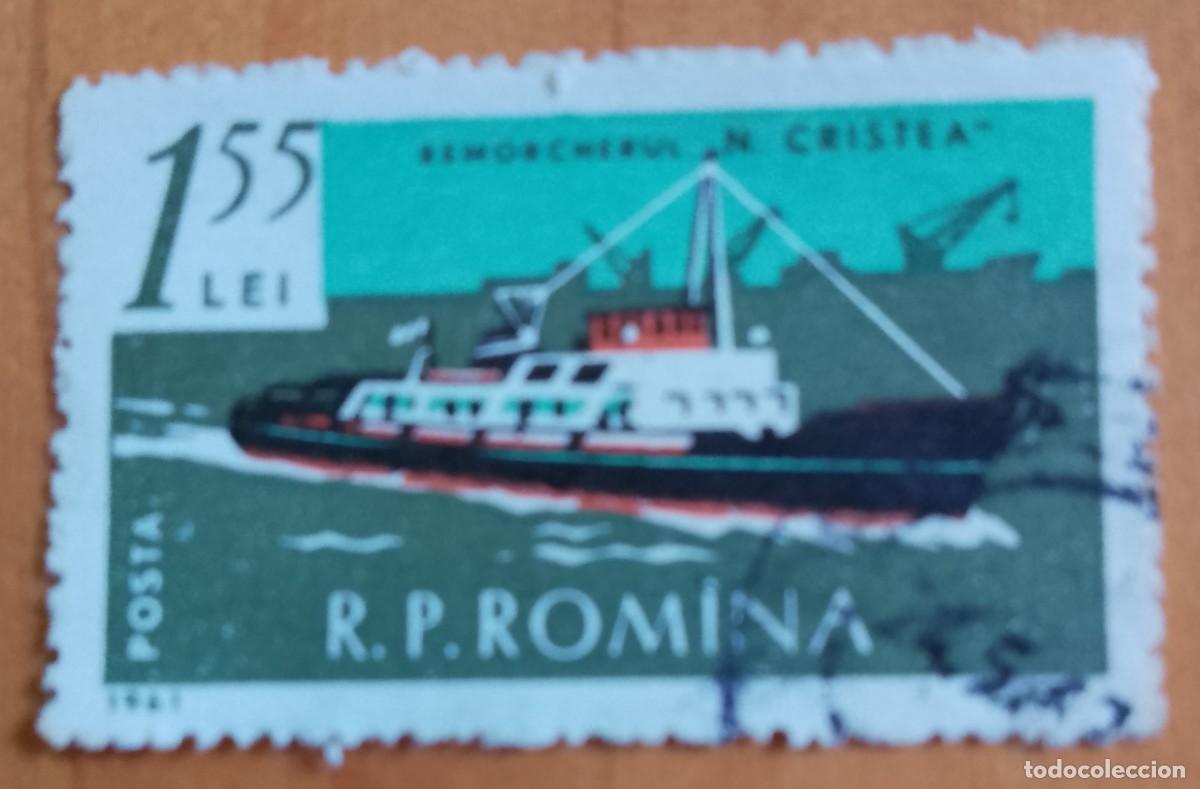 Sellos: RUMANIA - 1,55 LEI - A&Ntilde;O 1961 - REMOLCADOR N. CRISTEA - VER DESCRIPCI&Oacute;N.