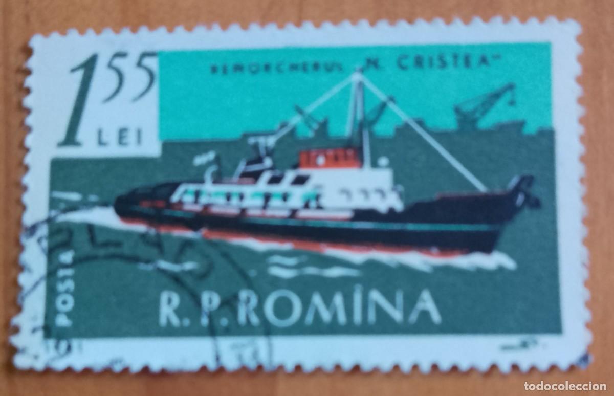 Sellos: RUMANIA - 1,55 LEI - A&Ntilde;O 1961 - REMOLCADOR N. CRISTEA - VER DESCRIPCI&Oacute;N.