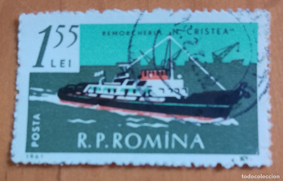 Sellos: RUMANIA - 1,55 LEI - A&Ntilde;O 1961 - REMOLCADOR N. CRISTEA - VER DESCRIPCI&Oacute;N.