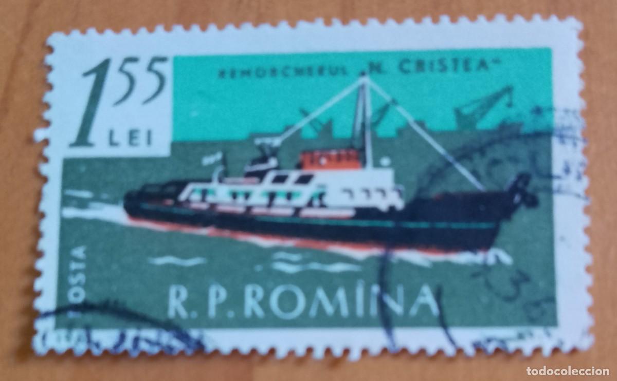 Sellos: RUMANIA - 1,55 LEI - A&Ntilde;O 1961 - REMOLCADOR N. CRISTEA - VER DESCRIPCI&Oacute;N.
