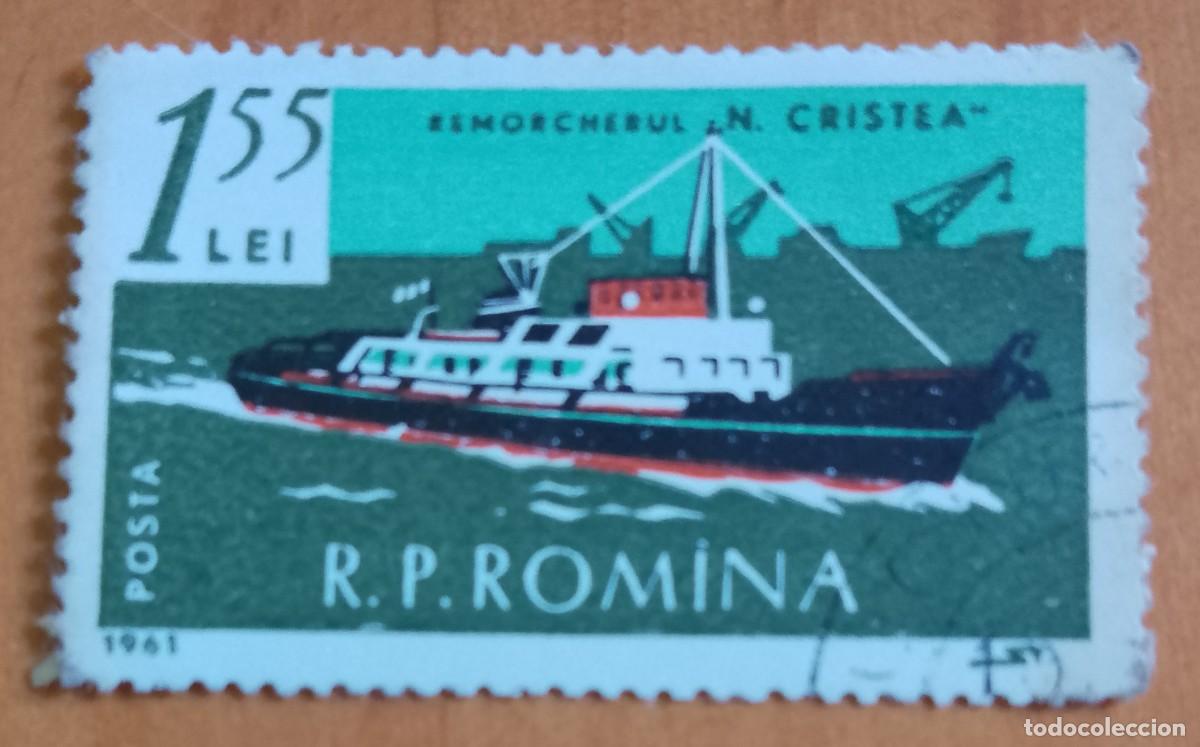 Sellos: RUMANIA - 1,55 LEI - A&Ntilde;O 1961 - REMOLCADOR N. CRISTEA - VER DESCRIPCI&Oacute;N.