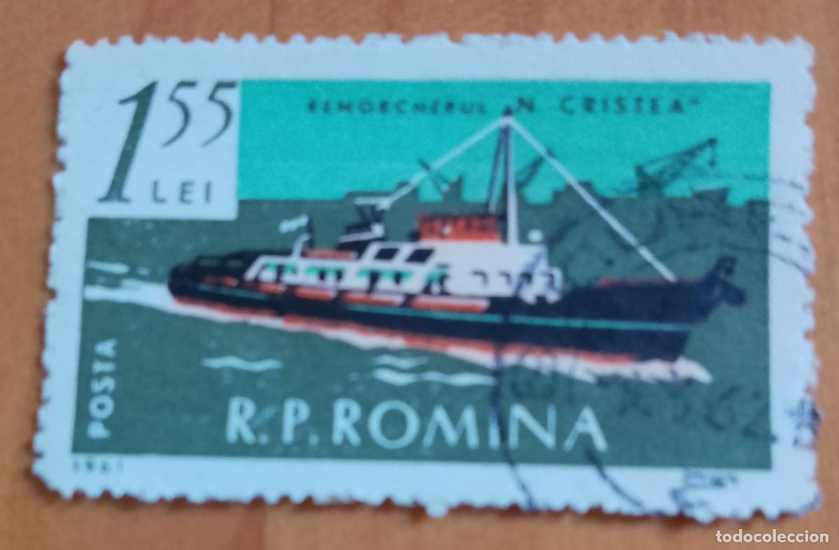 Sellos: RUMANIA - 1,55 LEI - A&Ntilde;O 1961 - REMOLCADOR N. CRISTEA - VER DESCRIPCI&Oacute;N.