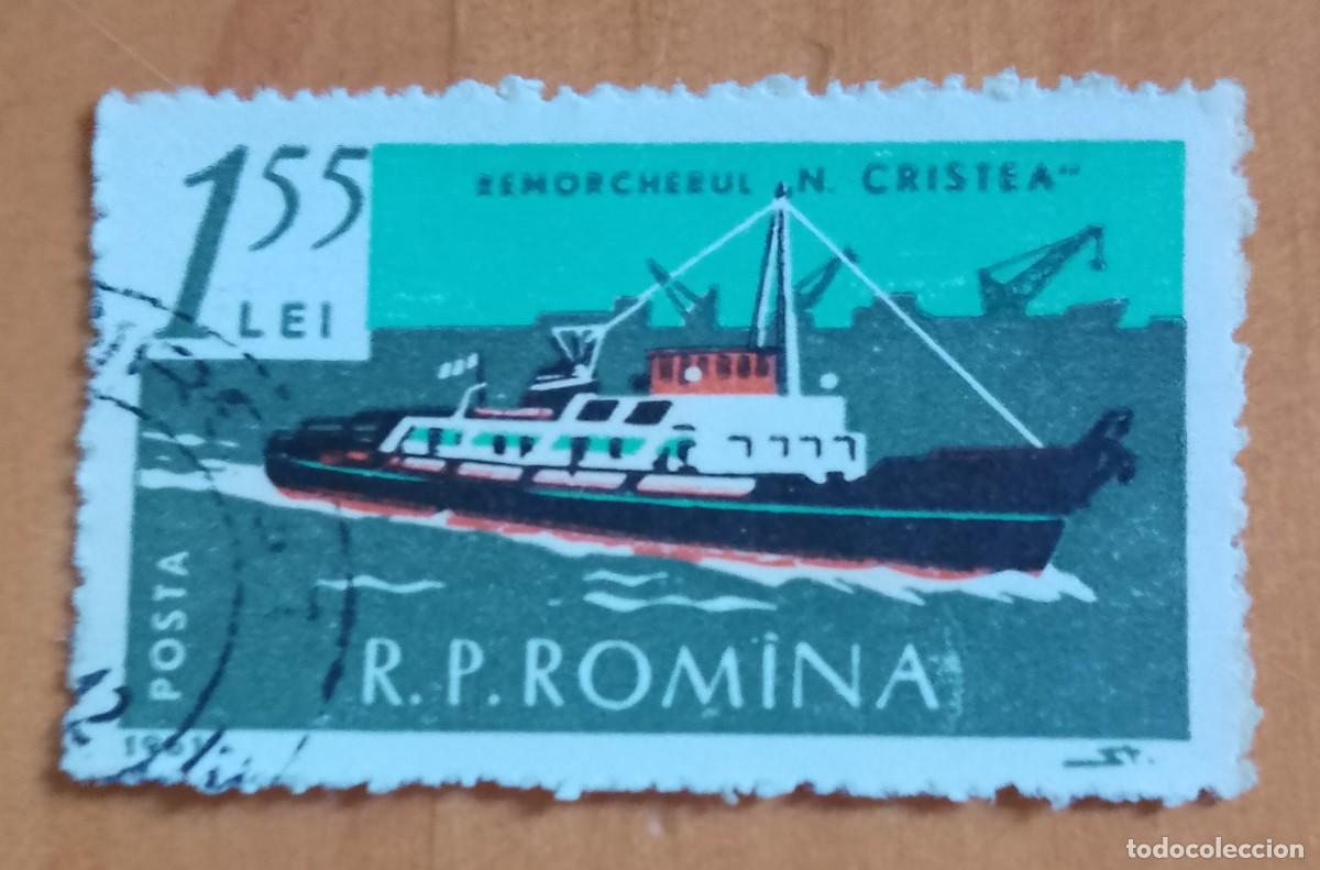 Sellos: RUMANIA - 1,55 LEI - A&Ntilde;O 1961 - REMOLCADOR N. CRISTEA - VER DESCRIPCI&Oacute;N.