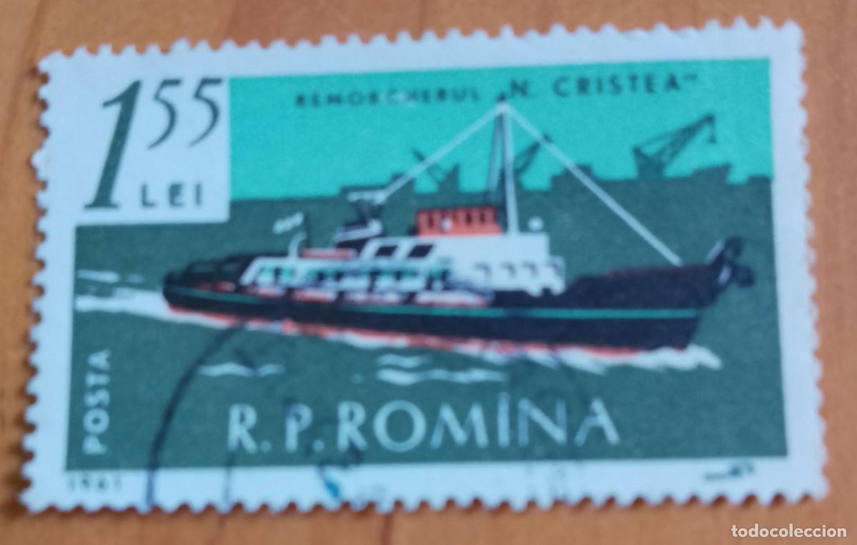 Sellos: RUMANIA - 1,55 LEI - A&Ntilde;O 1961 - REMOLCADOR N. CRISTEA - VER DESCRIPCI&Oacute;N.
